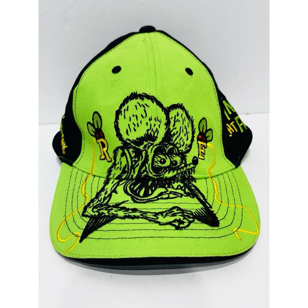 Vintage Rat Fink Hat Neon Green Adjustable